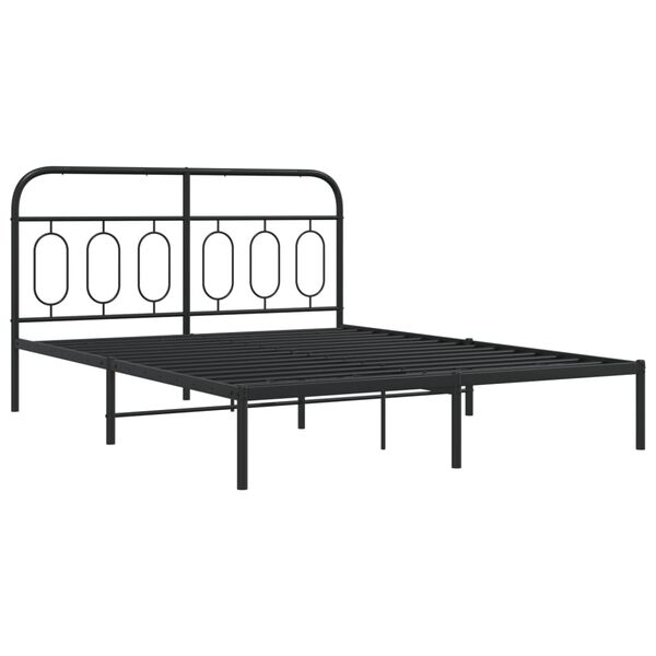 vidaXL sengeramme med sengegavl 140x190 cm metal sort