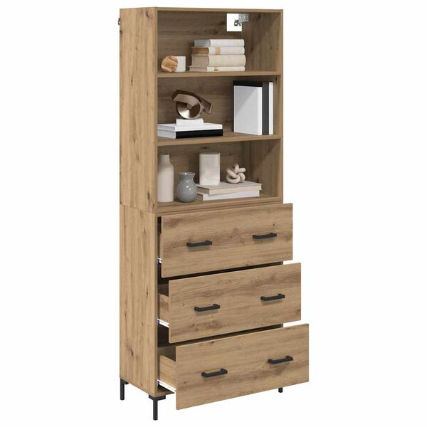 vidaXL Highboard Artisan Egetr&aelig; 69,5 x 34 x 180 cm Konstrueret tr&aelig;