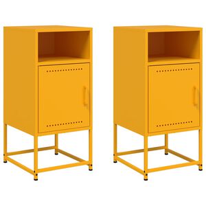 vidaXL sengeborde 2 stk. 36x39x78 cm st&aring;l sennepsgul