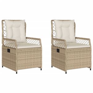 vidaXL havestole 2 stk. med l&aelig;nefunktion polyrattan beige
