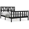 vidaXL sengeramme med sengegavl 140x190 cm massivt tr&aelig; sort