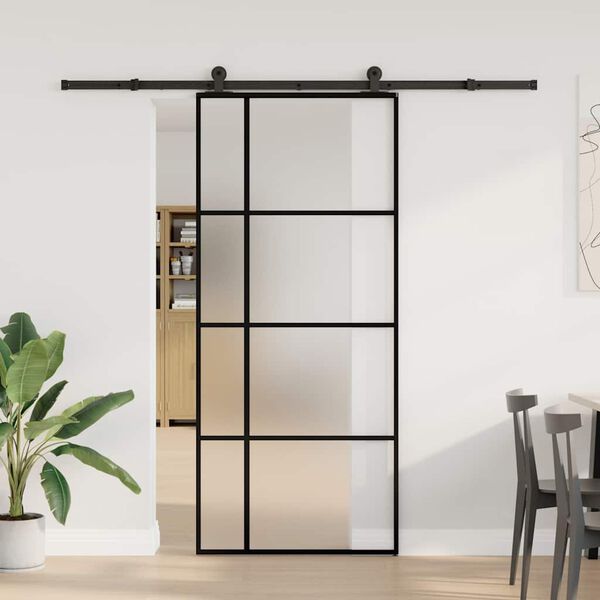 vidaXL skyded&oslash;r med hardwares&aelig;t 90x205 cm sikkerhedsglas aluminium