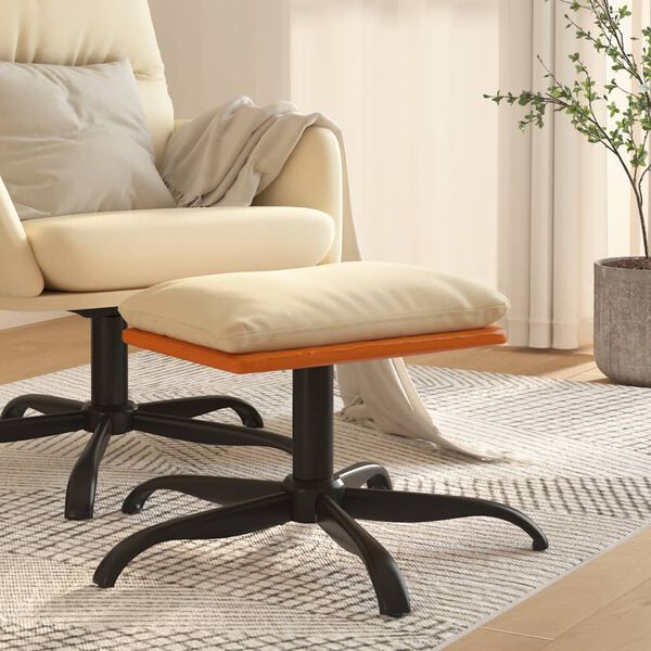 vidaXL fodskammel 60x60x36 cm stof og kunstlæder cremefarvet