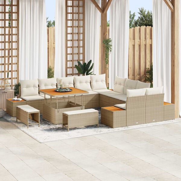 vidaXL Havesofa Sæt 13 pcs Beige polyrattan