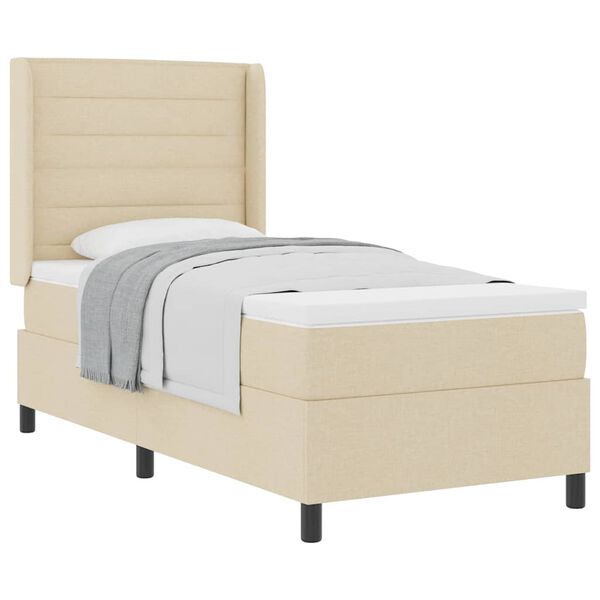 vidaXL Box spring seng med madras Creme 100 x 200 cm Stof