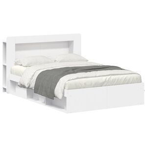 vidaXL Sengestel med opbevaring Hvid 160 x 200 cm Konstrueret tr&aelig;