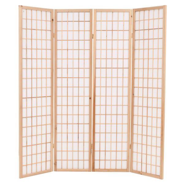 vidaXL foldbar 4-panels rumdeler japansk stil 160 x 170 cm naturfarvet