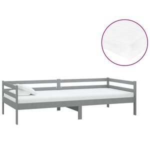 vidaXL daybed med madras 90x200 cm massivt fyrretræ grå