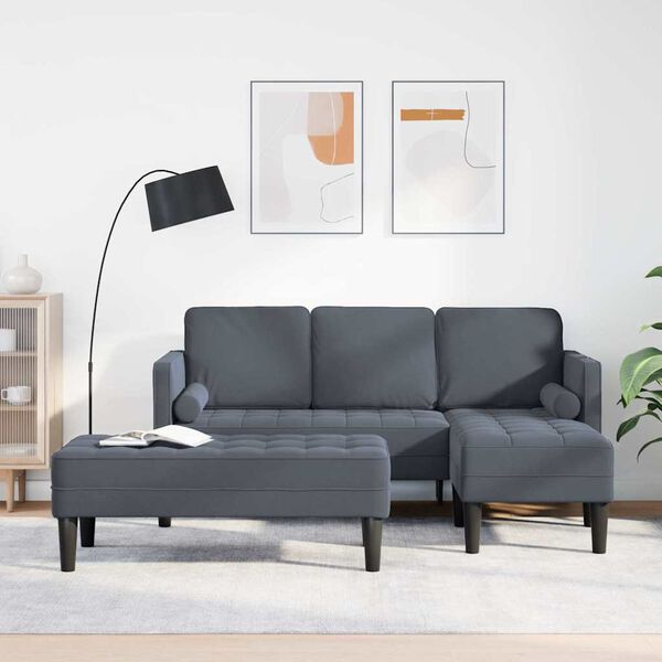 vidaXL Sofa Sæt 2 pcs Mørkegrå 173 x 131 x 67 cm Fløjl