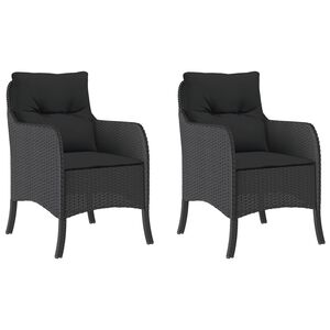 vidaXL havestole med hynder 2 stk. polyrattan sort
