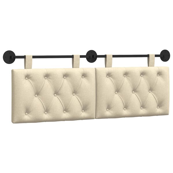 vidaXL H&aelig;ngende Hovedgavl V&aelig;gmonteret Creme 150 x 55 x 7 cm Stof