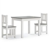 vidaXL bord- og stolesæt til børn 3 dele MDF hvid og grå