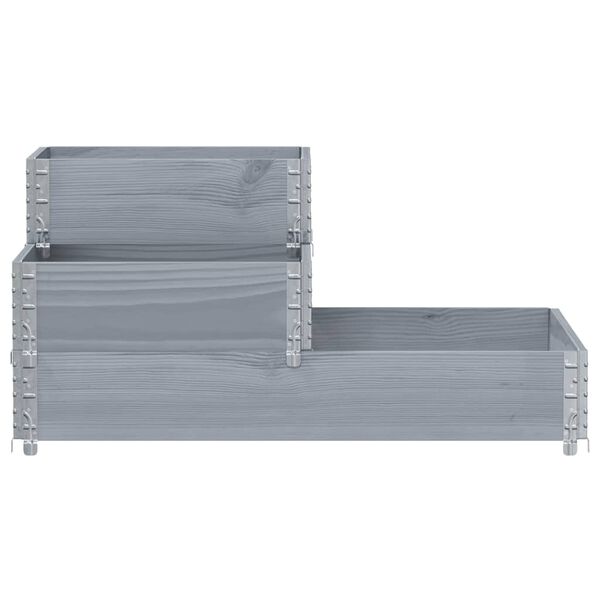 vidaXL højbed 120x80 cm 3 niveauer massivt fyrretræ grå