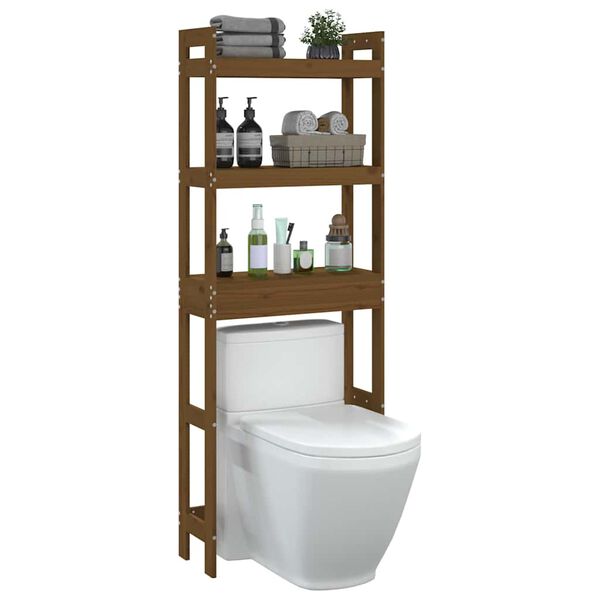 vidaXL toiletstativ 63x26x171 cm massivt fyrretr&aelig; gyldenbrun