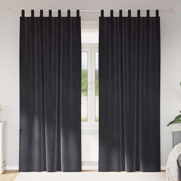 vidaXL M&oslash;rkl&aelig;gningsgardiner 2 pcs M&oslash;rkegr&aring; 140 x 245 cm Fl&oslash;jl