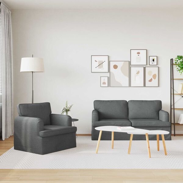 vidaXL Sofa S&aelig;t 2 pcs M&oslash;rkegr&aring; 162 x 80 x 85 cm Stof