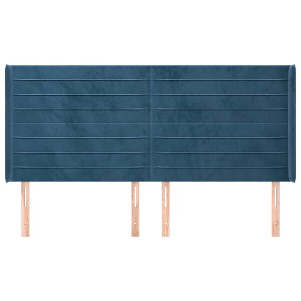 vidaXL sengegavl med kanter 203x16x118/128 cm fl&oslash;jl m&oslash;rkebl&aring;