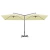 vidaXL dobbelt parasol 600x300 cm st&aring;lstang sandfarvet