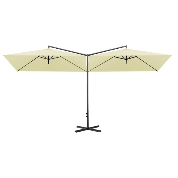 vidaXL dobbelt parasol 600x300 cm st&aring;lstang sandfarvet