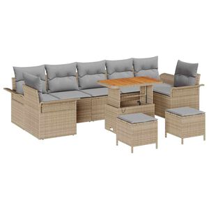 vidaXL Havesofa S&aelig;t med pude 10 pcs Beige polyrattan