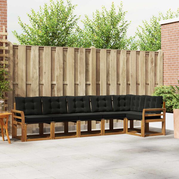 vidaXL Udend&oslash;rs sofagruppe med pude 6 pcs Naturlig og sort