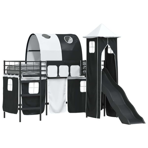 vidaXL B&oslash;rns Loft Seng Ramme Sort 99,5 x 190 cm Metal