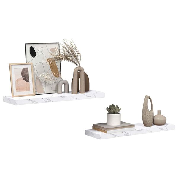 vidaXL V&aelig;ghylde 2 pcs Hvid marmor 80 x 23,5 x 4 cm Konstrueret tr&aelig;