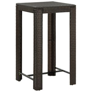 vidaXL barbord til haven 60,5x60,5x110,5 cm polyrattan brun