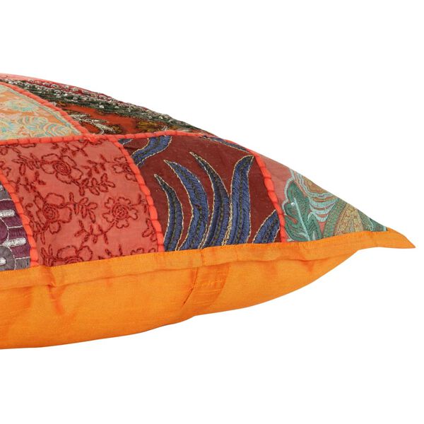 vidaXL hynder med patchwork 2 stk. h&aring;ndlavet 45 x 45 cm orange/gr&oslash;n
