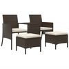vidaXL 2-personers havesofa med bord og skamler polyrattan brun
