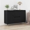 vidaXL Sideboard med skuffe Sort eg 101,5 x 35 x 70 cm Konstrueret træ