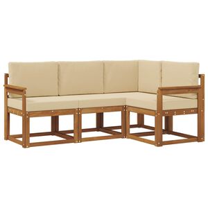 vidaXL Udend&oslash;rs sofagruppe med pude 4 pcs Naturlig og Beige