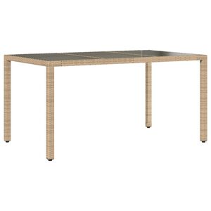 vidaXL havebord 150x90x75 cm h&aelig;rdet glas og polyrattan beige