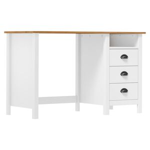 vidaXL skrivebord Hill med 3 skuffer 120x50x74 cm massivt fyrretr&aelig;