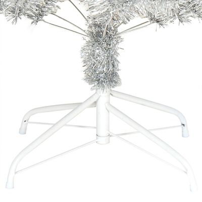 vidaXL kunstigt juletræ med juletræsfod 180 cm PET sølvfarvet