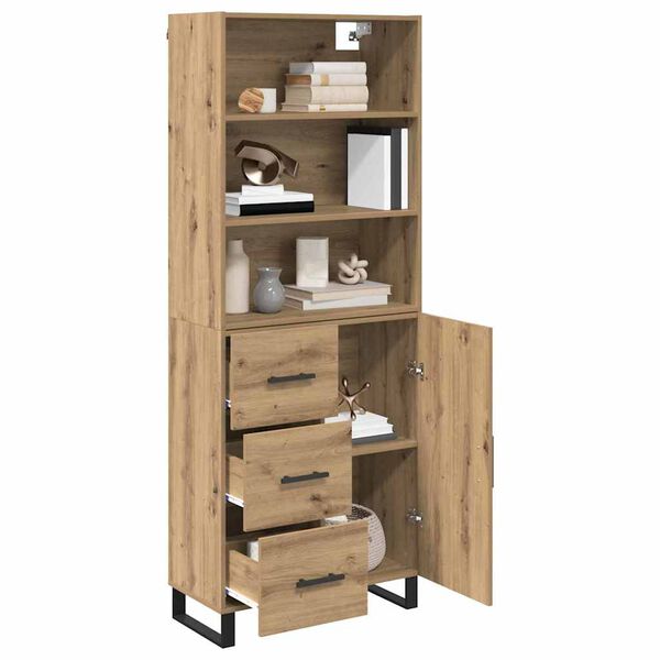 vidaXL Highboard Artisan Egetr&aelig; 69,5 x 34 x 180 cm Konstrueret tr&aelig;