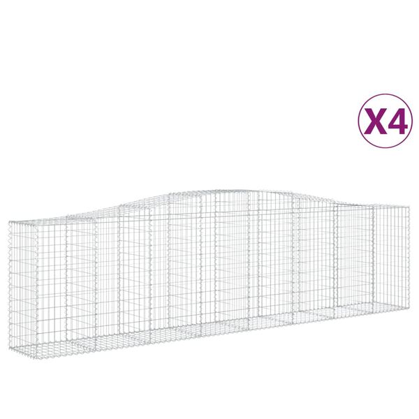 vidaXL buede gabionkurve 4 stk. 400x50x100/120 cm galvaniseret jern