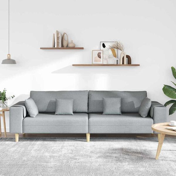 vidaXL Sofa med pude Lysegrå 250 x 77 x 76 cm Stof