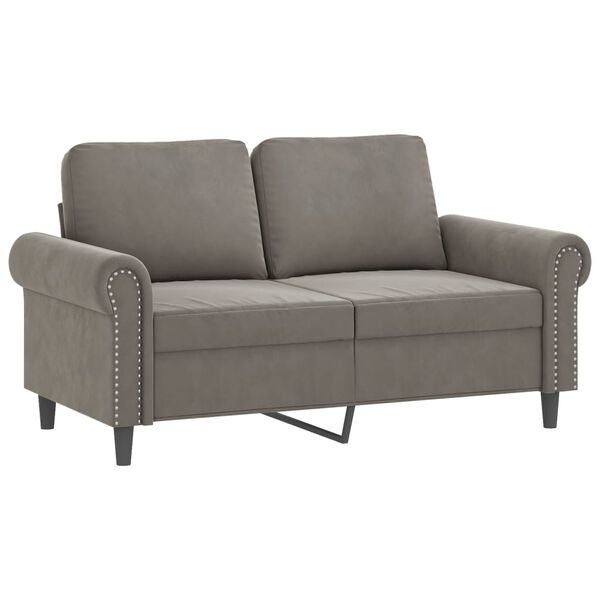 vidaXL 2-personers sofa med puder og hynder 120 cm velour lysegr&aring;