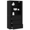vidaXL Highboard med skuffe Sort eg 80 x 33 x 150 cm Konstrueret tr&aelig;