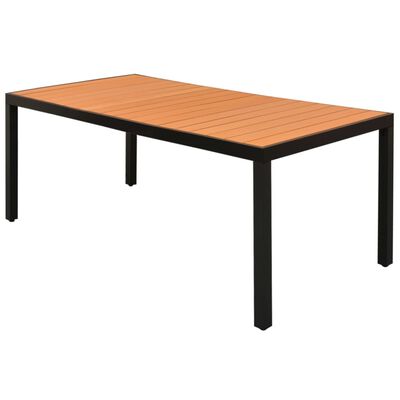 vidaXL spisebordssæt til haven 9 dele polyrattan sort og brun