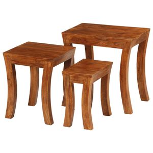 vidaXL indskudsborde 3 dele 50x35x50 cm massivt akacietr&aelig; brun