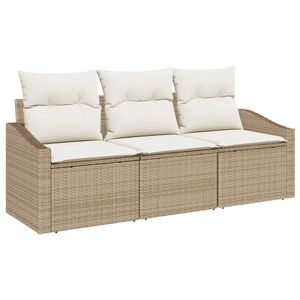vidaXL Havesofa S&aelig;t med pude 3 pcs Beige og hvid polyrattan