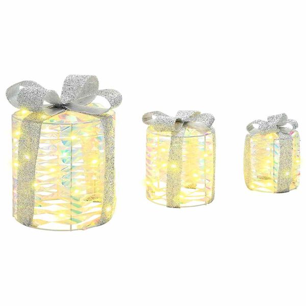 vidaXL Gaveæske Dekoration 3 pcs Varm hvid 20 x 20 x 20 cm PET