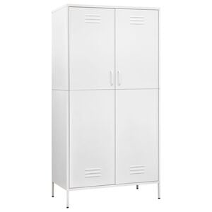 vidaXL kl&aelig;deskab 90x50x180 cm st&aring;l hvid
