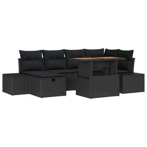 vidaXL Havesofa S&aelig;t 7 pcs Sort polyrattan