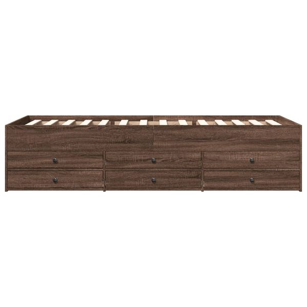 vidaXL daybed med skuffer uden madras 100x200 cm brunt eg