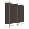 vidaXL 5-panels rumdeler 200x200 cm stof brun