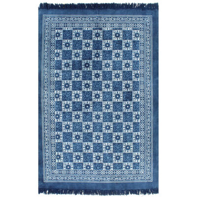 vidaXL kilim-tæppe med mønster bomuld 160 x 230 cm blå