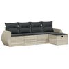 vidaXL sofas&aelig;t 5 dele med hynder polyrattan lysegr&aring;
